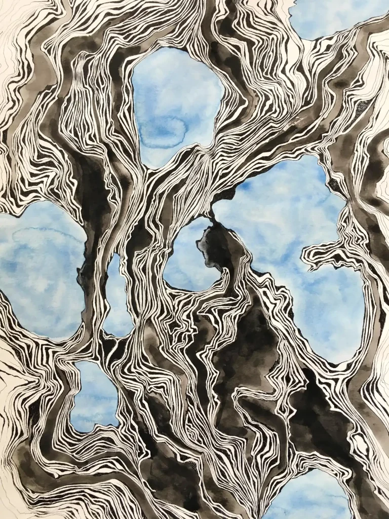 Kunst in Schwarz-Weiss mit Farbakzente Bilder von Eva und Lisa Zollinger sowie Morris Eberhard im Dürstelerhaus