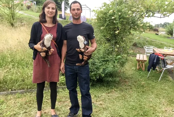 Nina Brecher und Thomas Hürlimann mit Ehrung als Topscorer des UHCevi Gossau